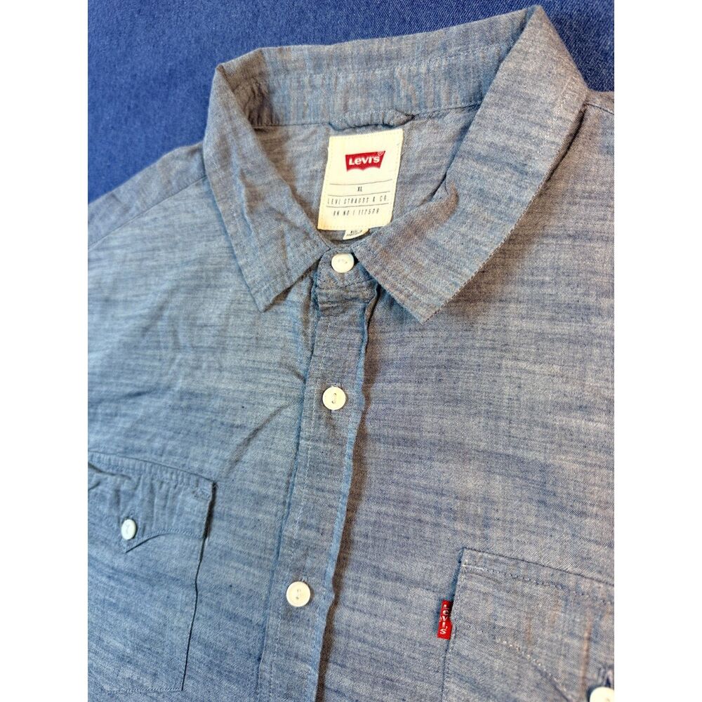 Levi’s Men’s XL Blue Chambray Short Sleeve Western Button Shirt Red Tab